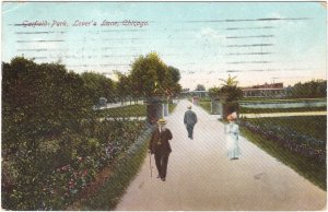 Lover's Lane, Garfield Park, Chicago, Illinois, Antique 1909 Franklin Postcard