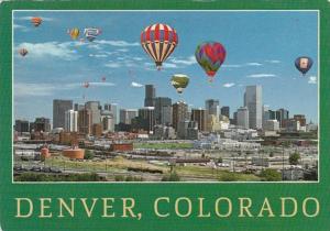 Colorado Denver Skyline With Hot Air Balloons