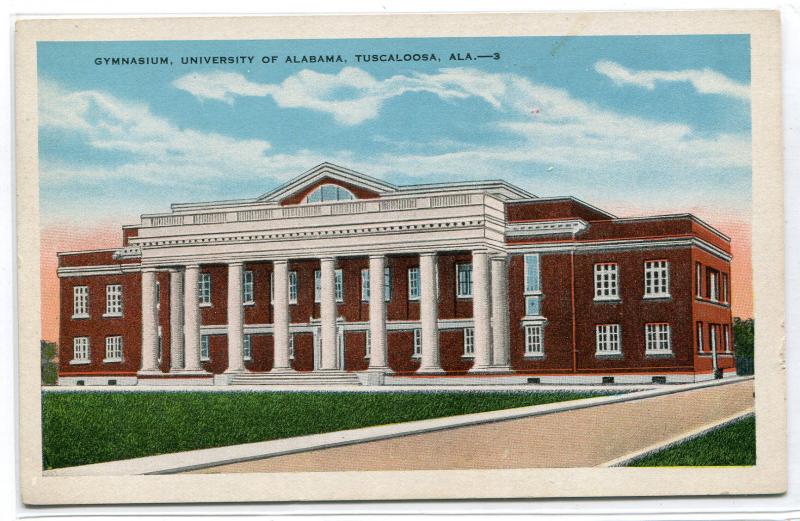 Gymnasium University Alabama Tuscaloosa AL 1930s postcard