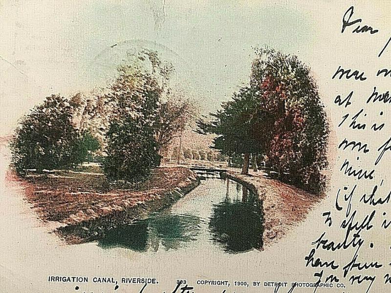 Postcard   1904 Antique View of Irragation Canal in Riverside, CA.  U6