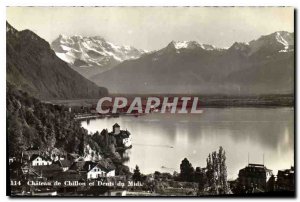 Old Postcard Chateau de Chillon and Dents du Midi