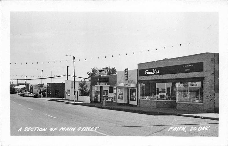 Faith SD Main Street Store Fronts RPPC Real Photo Postcard