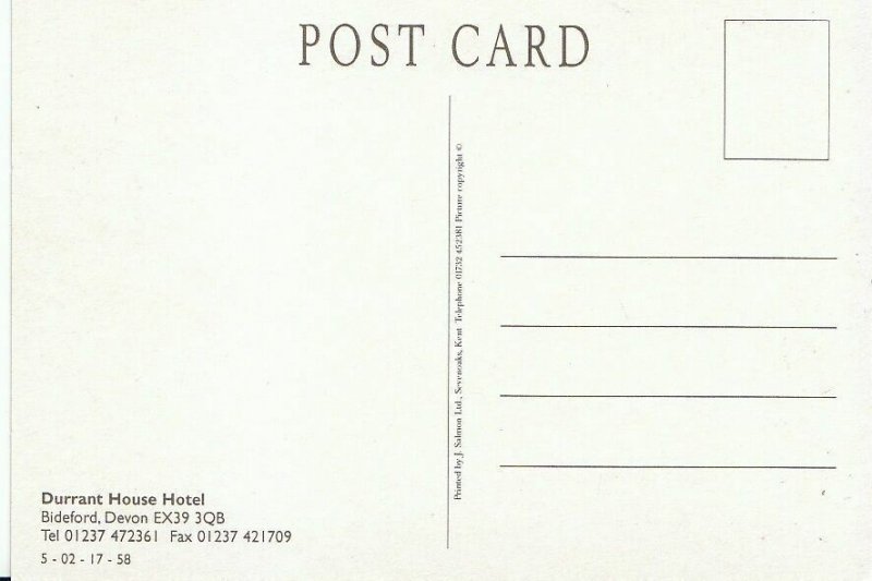 Devon Postcard - Durrant House Hotel - Bideford  Z930