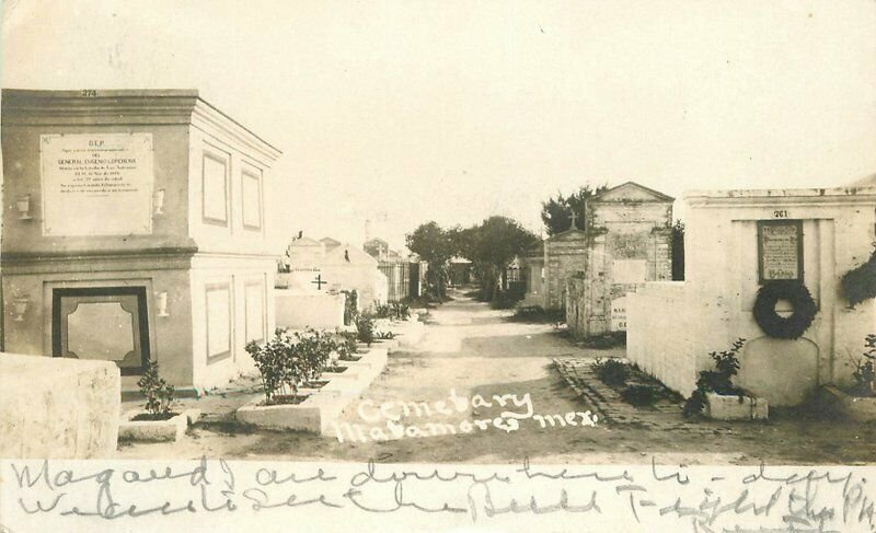 Matamoras Mexico Cemetery Undivided 1917 RPPC Photo Postcard 21-9849