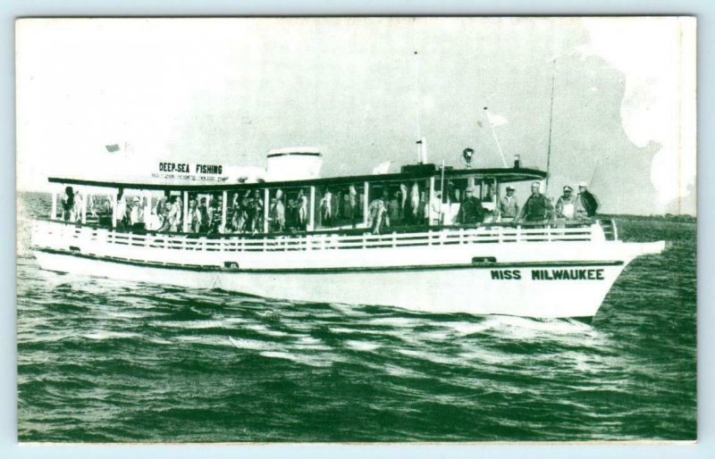 TARPON SPRINGS, FL  Advertising MISS MILWAUKEE Deep Sea Fishing Boat Postcard