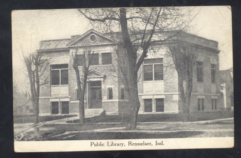 RENSSELAER INDIANA PUBLIC LIBRARY BUILDING 1914 VINTAGE POSTCARD URBANA IND.