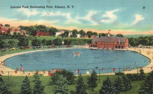 Vintage Postcard Lincoln Park Swimming Pool Recreation Vacation Albany New York