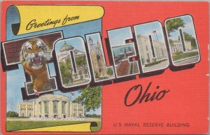 Postcard Large Letters Greetings from Toledo Ohio