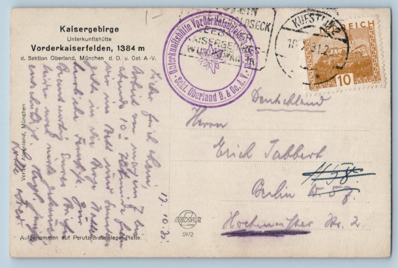 Austria Postcard Kaiser Mountain Accommodation Hut c1930's RPPC Photo