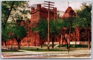 Vtg Chicago Illinois IL Lake View High School 1910s View Old Postcard