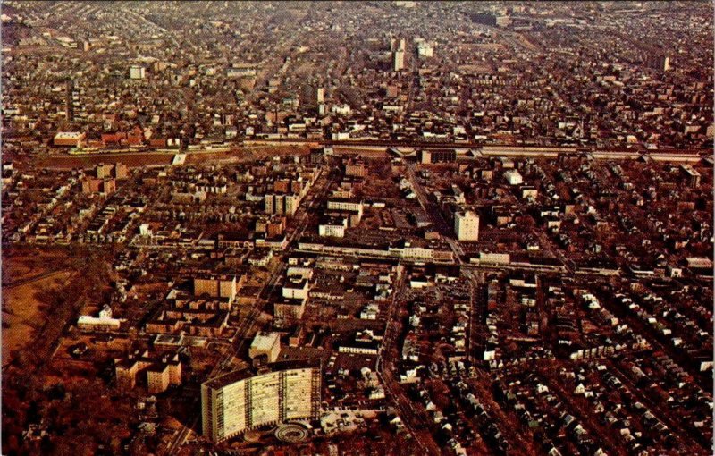 East Orange, NJ New Jersey  CITY AERIAL~BIRD'S EYE VIEW  1969 Chrome Postcard