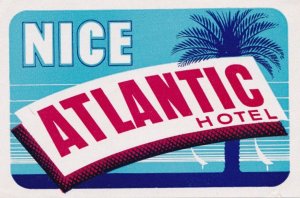 France Nice Atlantic Hotel Vintage Luggage Label lbl0367