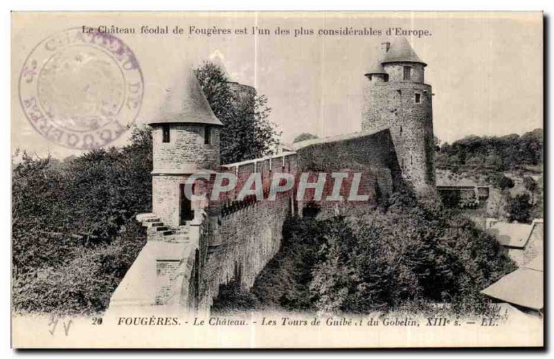 Old Postcard Fougeres Chateau Les Tours Guibe t Goblin