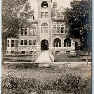 c1910s Seneca, KS RPPC Majestic Public School Real Photo PC Historic Stone A130