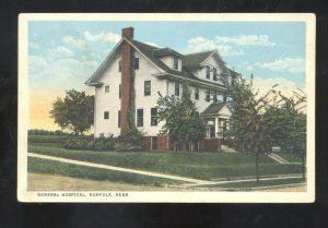 NORFOLK NEBRASKA GENERAL HOSPITAL VINTAGE POSTCARD