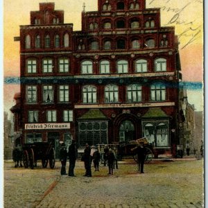 1907 Luneburg Germany Alte Old Houses Hauser Postcard Wagon Main St Downtown A28