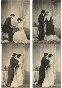 WEDDING GLAMOUR COUPLES REAL PHOTO ROBE DE MARIÉE MODE FASHION 48 CPA (L2964)