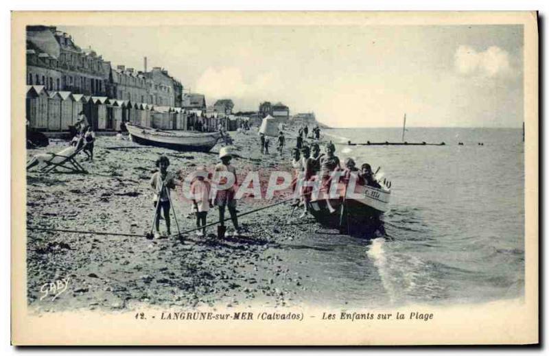 Old Postcard Langrune Sur Mer Children On The Beach