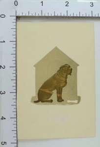 Heavily Embossed Victorian Trade Card Handsome Dog & Doghouse Bone F67