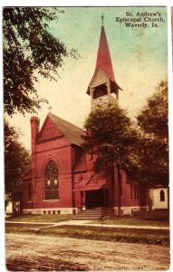 1911 WAVERLY Iowa Postcard Episcopal Church Bremer Co