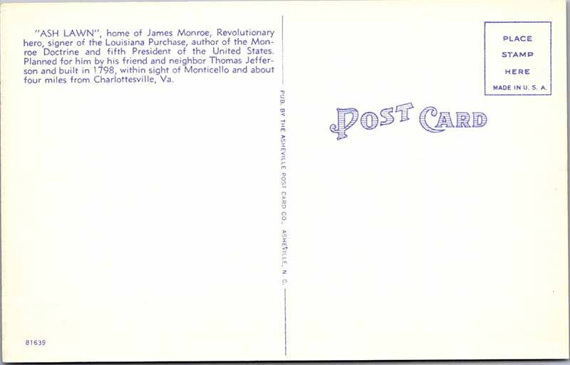 Postcard HOUSE SCENE Charlottesville Virginia VA AM9804