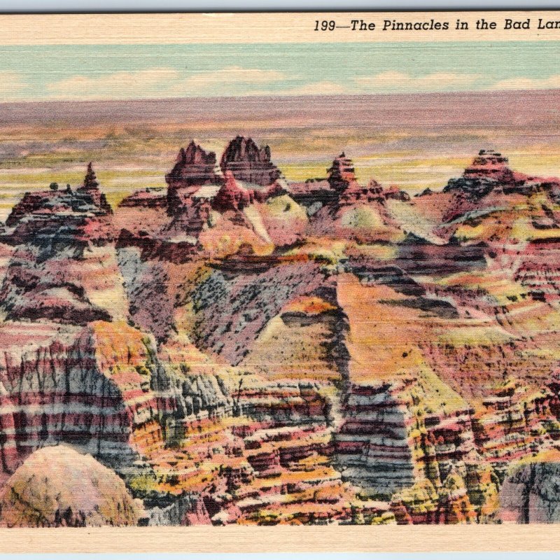 1934 Badlands, SD Birdes Eye Pinnacles Rock Formations Erosion Melted Teich A253