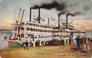 1909, Steamers, Riverboats, Iowa,  On The Mississippi River,Msg ,Old Post Card
