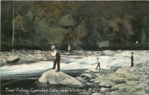 Postcard C-1910 Canada Victoria Trout Fishing Cowichan lake Private 22-12665