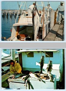 2 Postcards NARRAGANSETT, Rhode Island RI ~ GALILEE FISHING DOCKS 1960s-70s