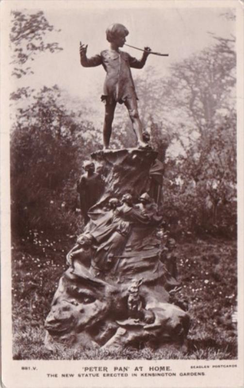 England London Kensington Gardens Peter Pan Statue Real Photo