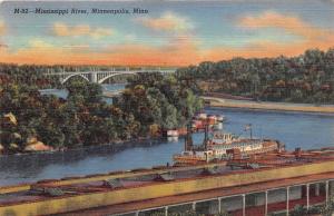 Minneapolis Minnesota~Mississippi River~Federal Barge Lines~Cappelen Bridge~1940