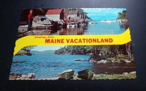 UNUSED POSTCARD - MAINE VACATIONLAND NEW HARBOR, LONG LAKE, BELGRADE LAKES