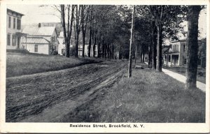 Postcard NY Brookfield Residence Street dirt road