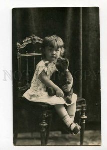 270005 Russia SARATOV 1926 y Girl TEDDY BEAR old VALDMAN PHOTO