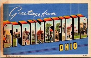 Vintage Greeting Springfield Ohio Large Letter Postcard - A11 