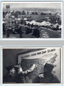 2 Postcards CAMP KILMER, NJ ~ Post Headquarters LONG DISTANCE Calling Map