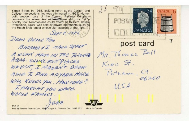 Canada - ON, Toronto. Yonge Street in 1915