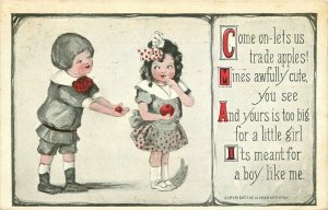 1912 Arts Crafts Apple Trader Children Saying American Postcard 22-47
