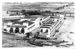 Postcard RPPC 1950s Mexico Ensenada Airview Hotel Del Mar Bungalows MX24-246