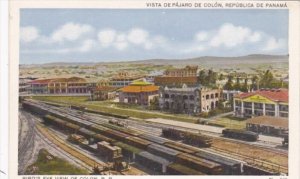 Panama BIrds Eye View Of Colon With Railway Cars