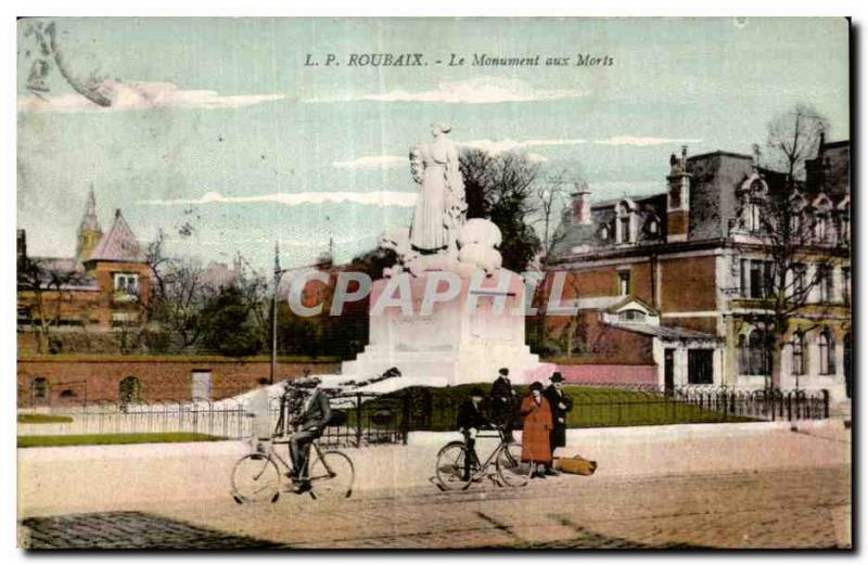 Old Postcard Roubaix Monument to Velo Cycle Dead