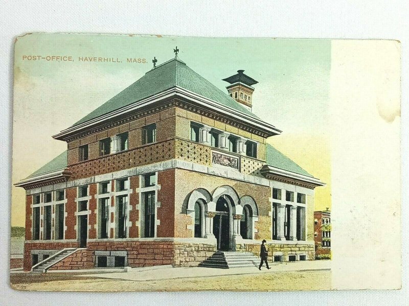 Vintage Postcard 1910's Post Office Haverhill MA Massachusetts