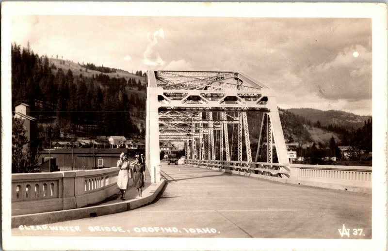 RPPC Clearwater Bridge, Orofino ID Vintage Postcard C43 