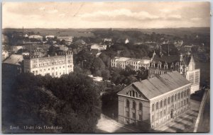 Lund Utsikt Fran Domkyrkan Sweden Panorama Houses Village Buildings Postcard