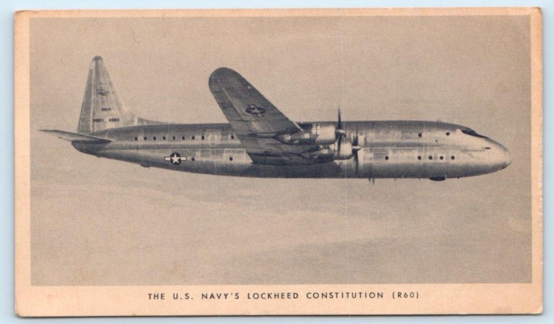 U.S. NAVY LOCKHEED CONSTITUTION Military Airplane R60 c1940s Postcard