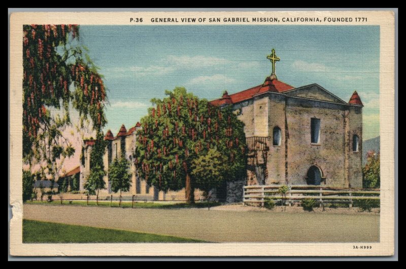 ABRO General View of San Gabriel Mission Ca. Founded 1771