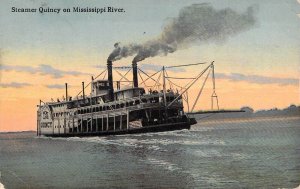 c.'16,   The Steamer Quincy on Mississippi,Boat Quincy, IL, Msg, Old Post Card