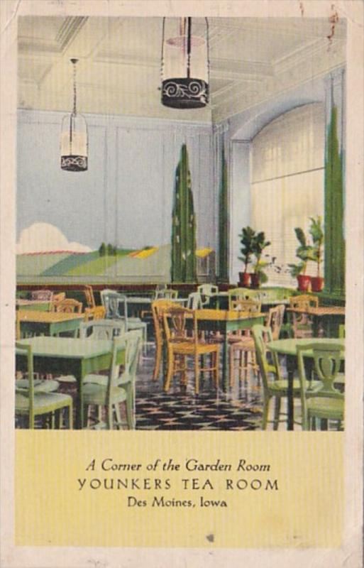 Iowa Des Moines Younkers Tea Room Corner Of The Garden Room 1944