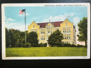 Vintage Postcard 1936 Administration Building Thiel College Greenville PA