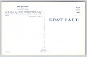 Silver Gate Montana~Log Cabin Cafe Interior~Red Light~Counter~Booths~1950s PC